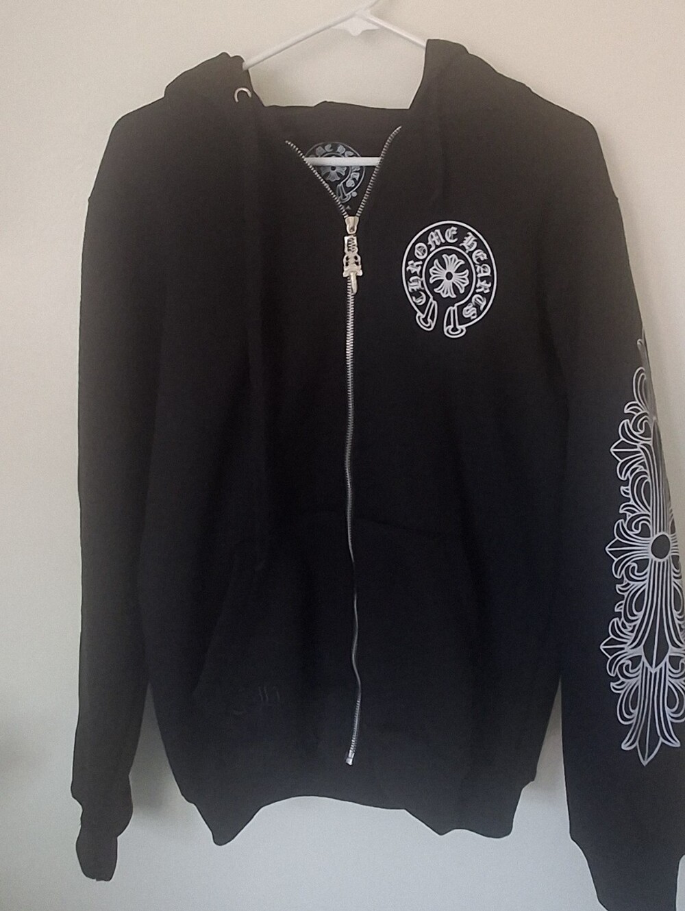 Chrome Hearts Black Hoodie with White Label Detail